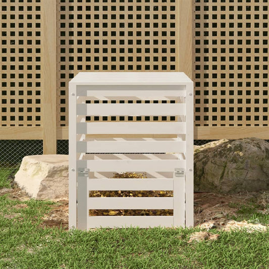 vidaXL Composter White 63,5x63,5x77,5 cm Solid Wood Pine