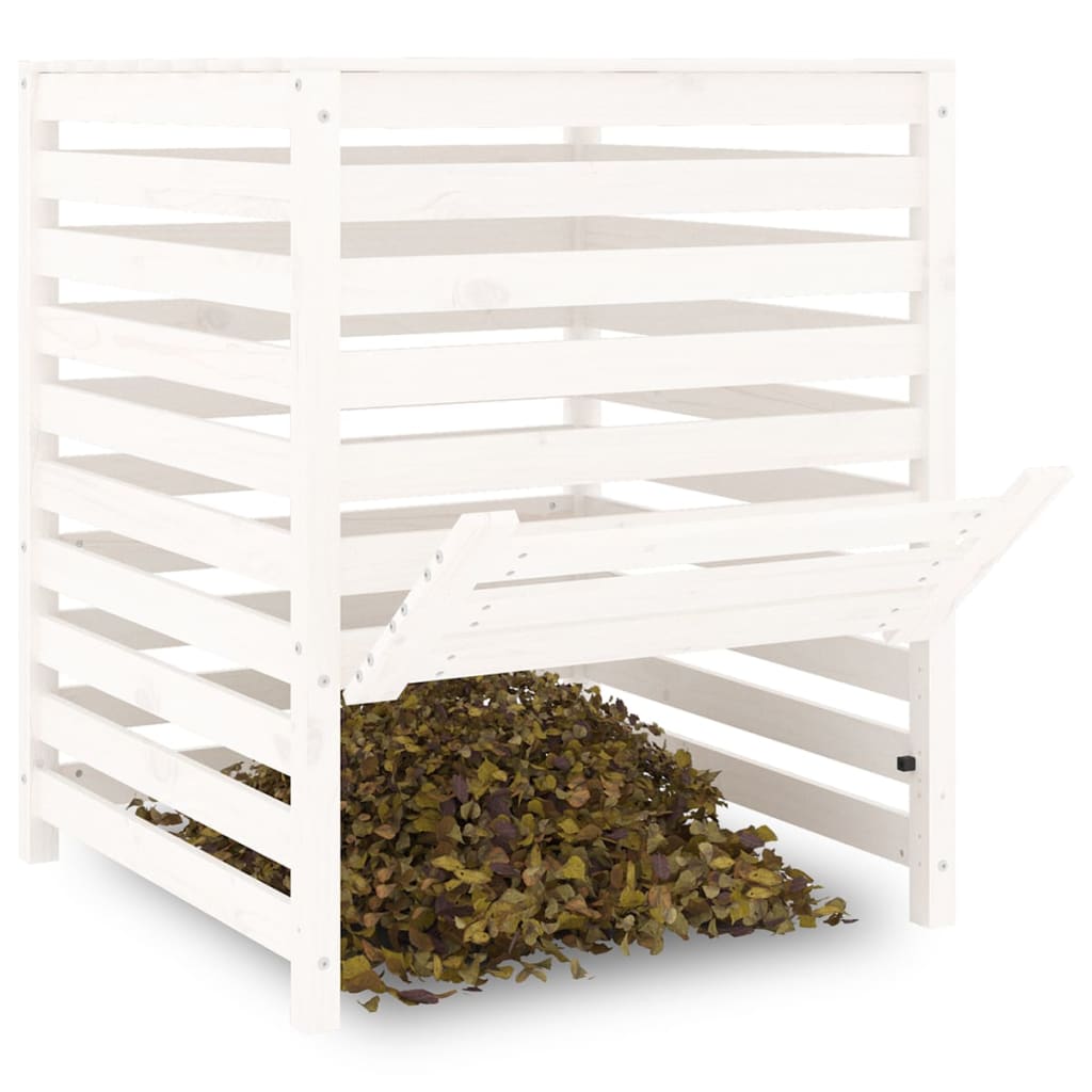 vidaXL Composter White 82,5x82,5x99,5 cm Solid Wood Pine