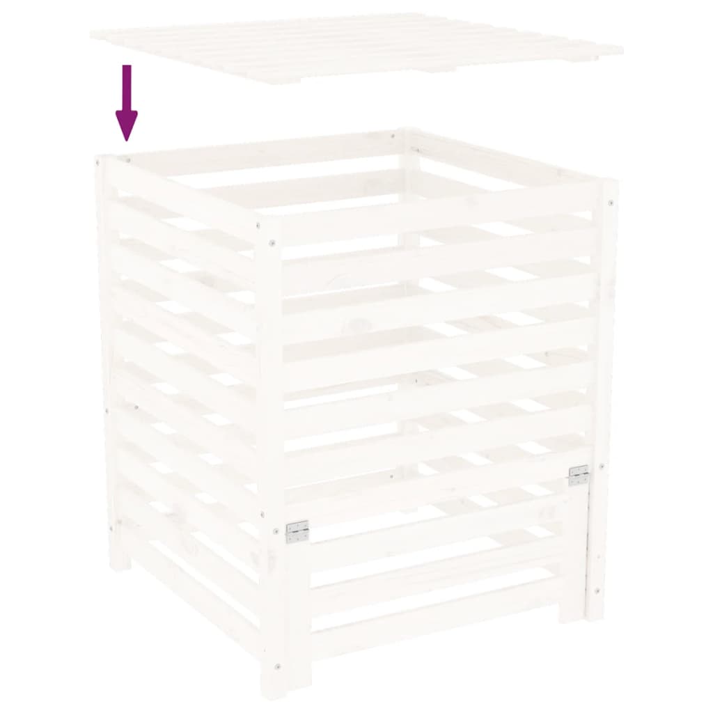 vidaXL Composter White 82,5x82,5x99,5 cm Solid Wood Pine