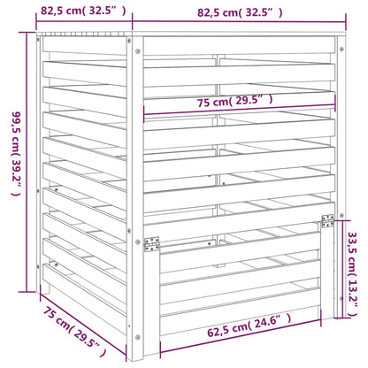 vidaXL Composter White 82,5x82,5x99,5 cm Solid Wood Pine