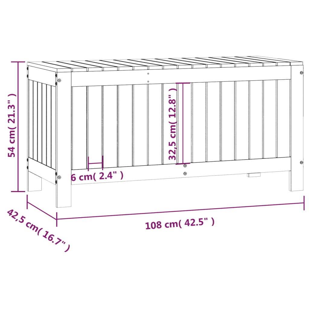 vidaXL Garden Storage Box 108x42.5x54 cm Solid Wood Pine