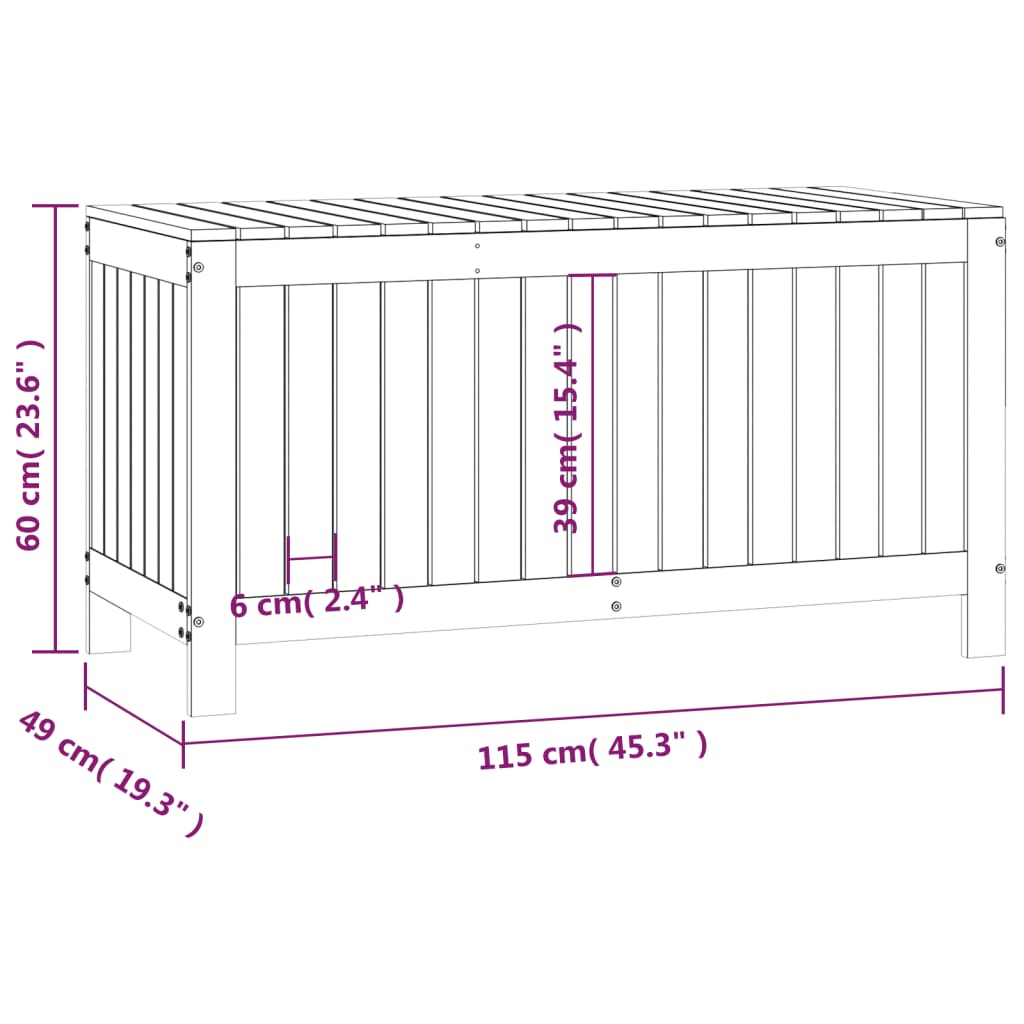 vidaXL Garden Storage Box Honey Brown 115x49x60 cm Solid Wood Pine