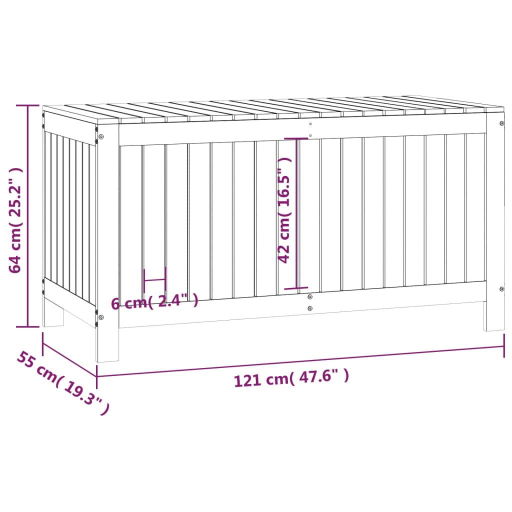 vidaXL Garden Storage Box Black 121x55x64 cm Solid Wood Pine
