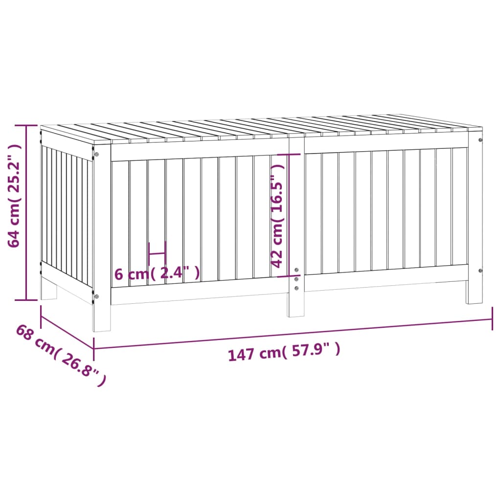vidaXL Garden Storage Box Honey Brown 147x68x64 cm Solid Wood Pine