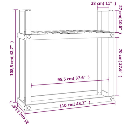 vidaXL Firewood Rack 110x35x108.5 cm Solid Wood Pine