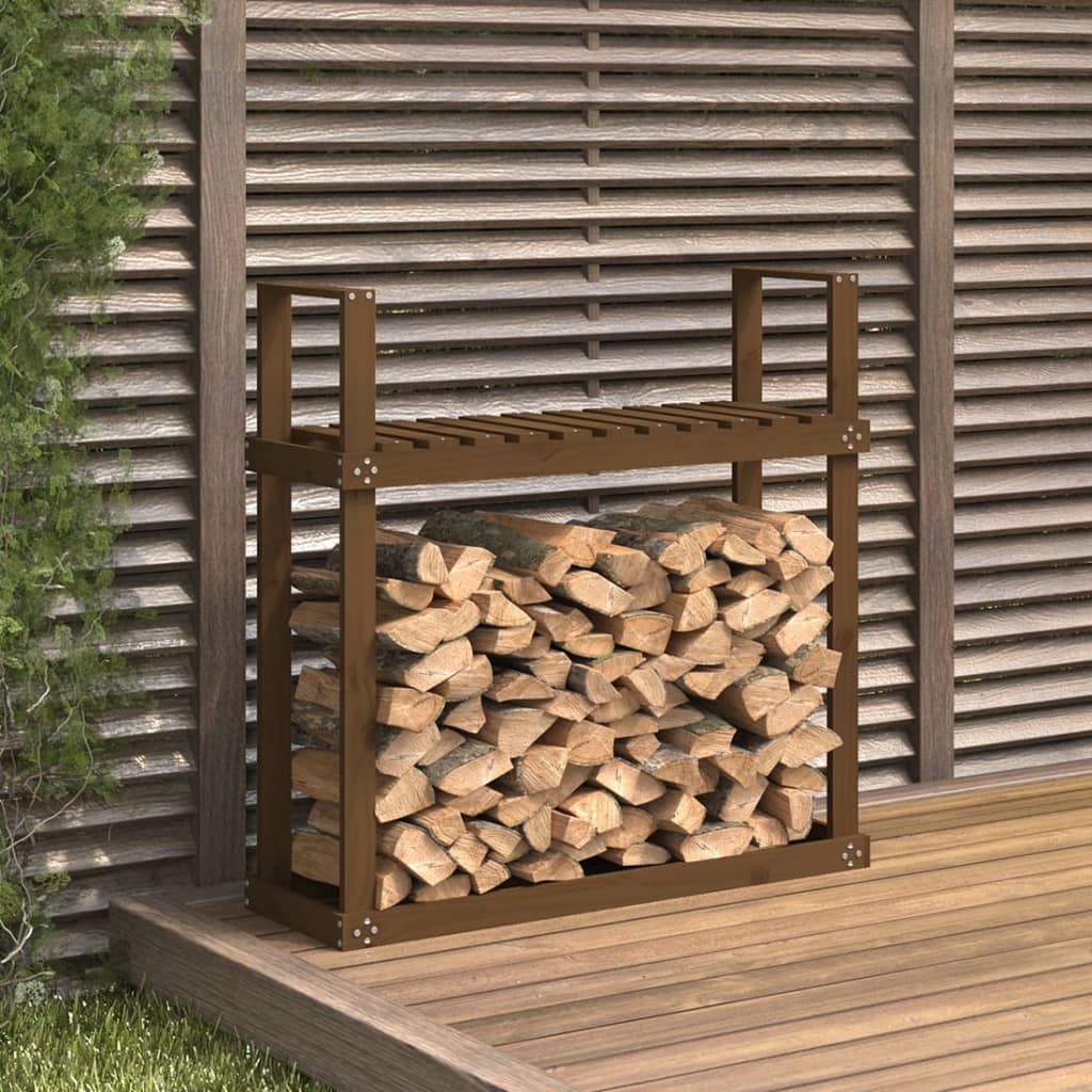 vidaXL Firewood Rack Honey Brown 110x35x108,5 cm Solid Wood Pine