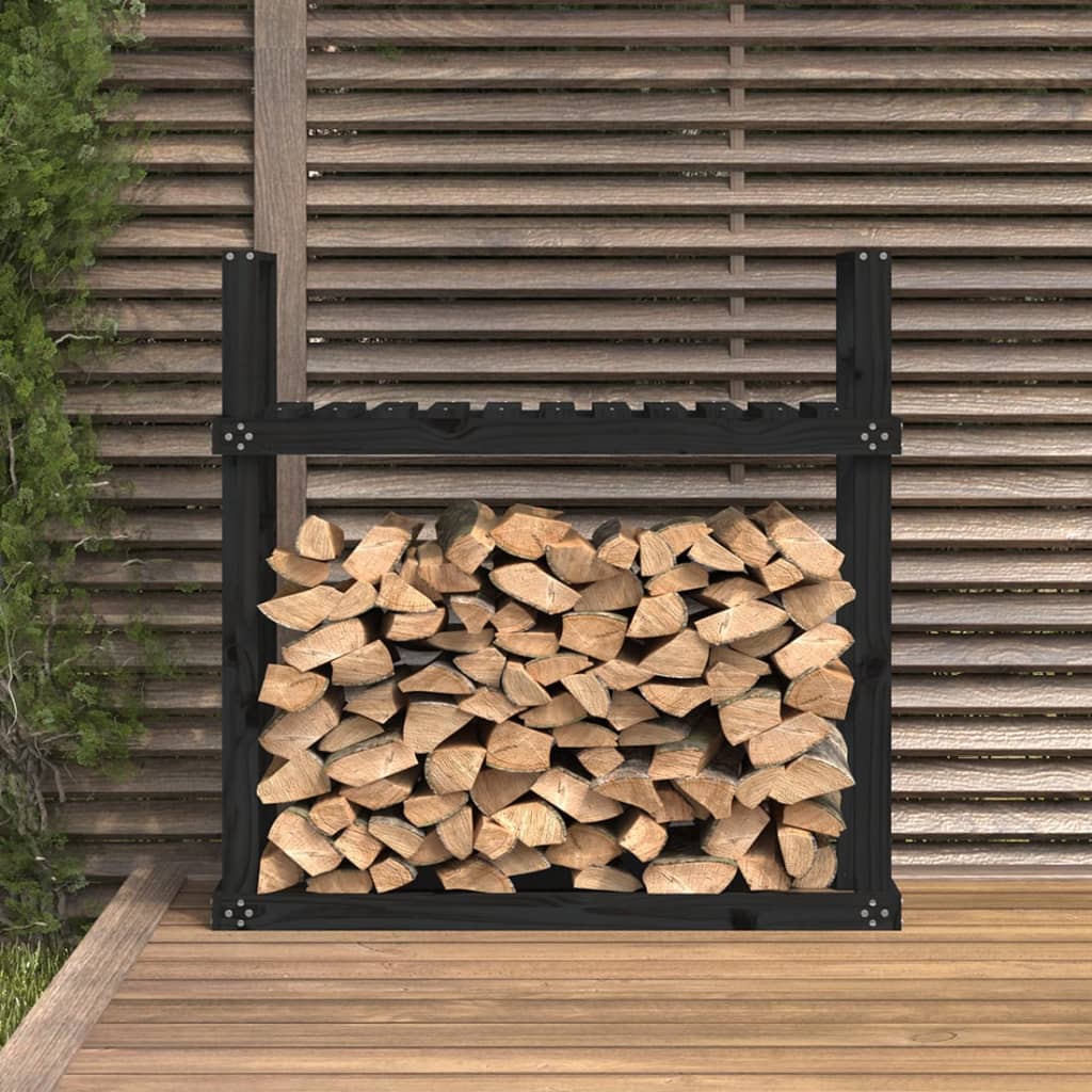 vidaXL Firewood Rack Black 110x35x108,5 cm Solid Wood Pine
