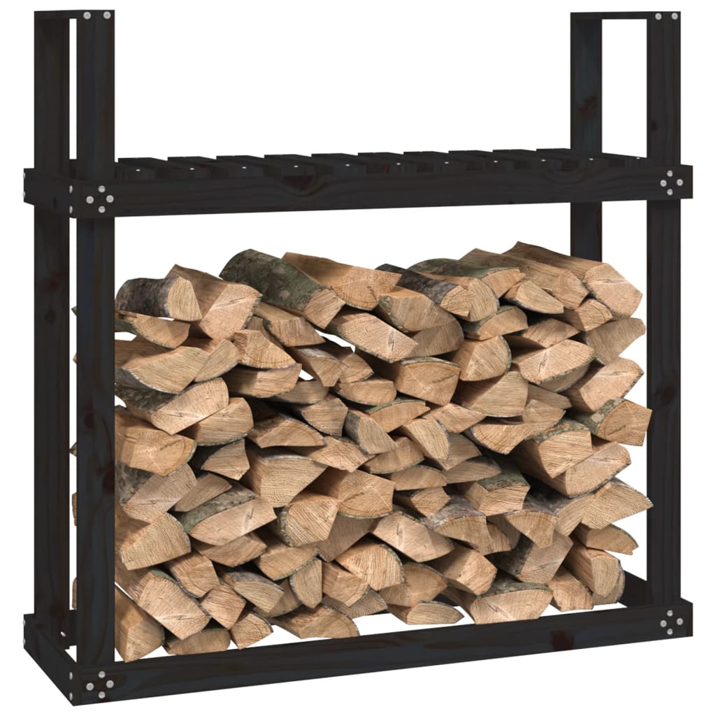 vidaXL Firewood Rack Black 110x35x108,5 cm Solid Wood Pine