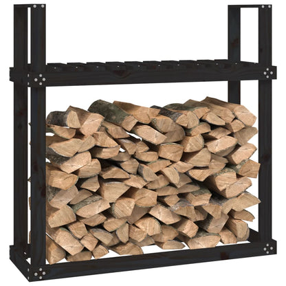 vidaXL Firewood Rack Black 110x35x108,5 cm Solid Wood Pine