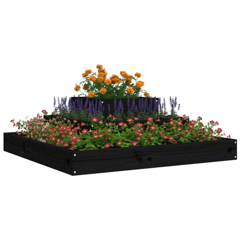 vidaXL Planter Black 80x80x27 cm Solid Wood Pine
