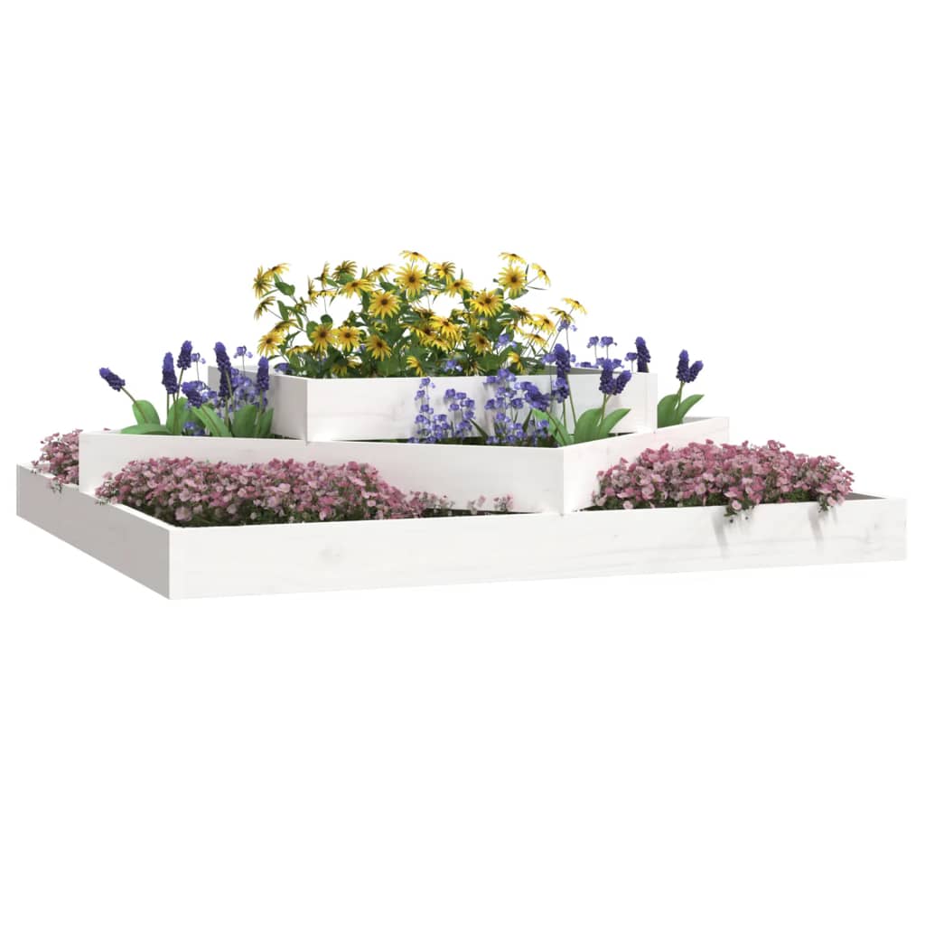 vidaXL Planter White 112x112x27 cm Solid Wood Pine