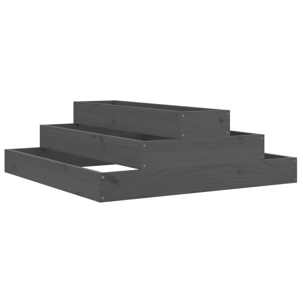 vidaXL Planter Grey 80x80x27 cm Solid Wood Pine