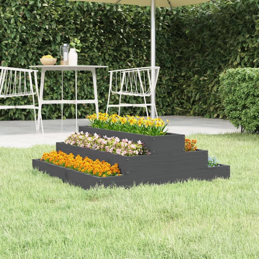 vidaXL Planter Grey 80x80x27 cm Solid Wood Pine