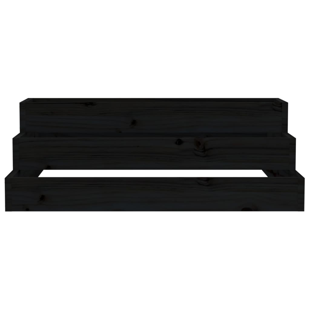 vidaXL Planter Black 80x80x27 cm Solid Wood Pine