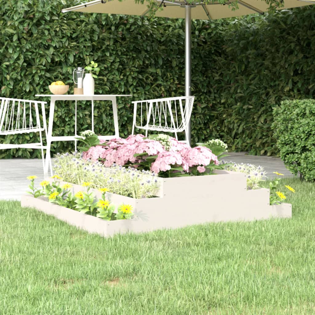 vidaXL Planter White 110x110x27 cm Solid Wood Pine