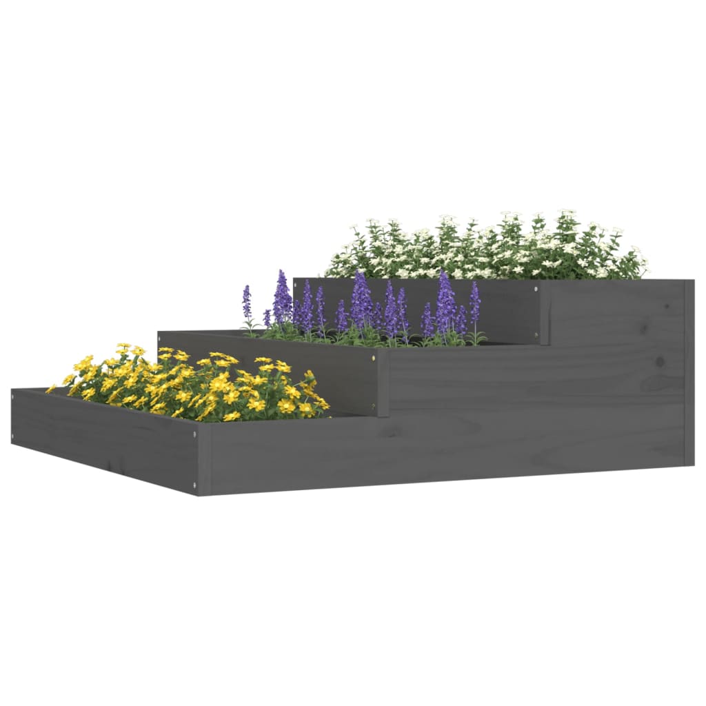 vidaXL Planter Grey 78x78x27 cm Solid Wood Pine