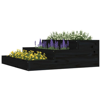 vidaXL Planter Black 78x78x27 cm Solid Wood Pine