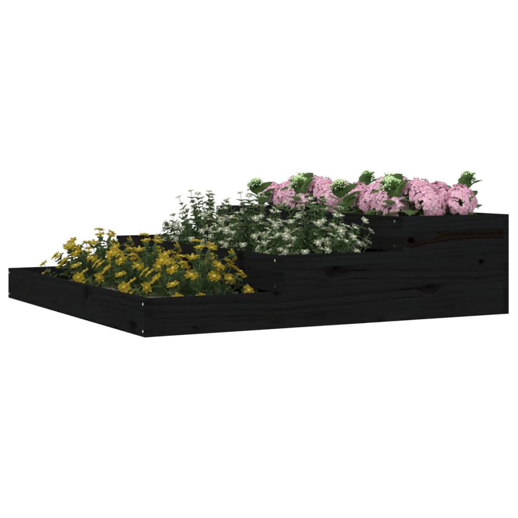 vidaXL Planter Black 107x107x27 cm Solid Wood Pine
