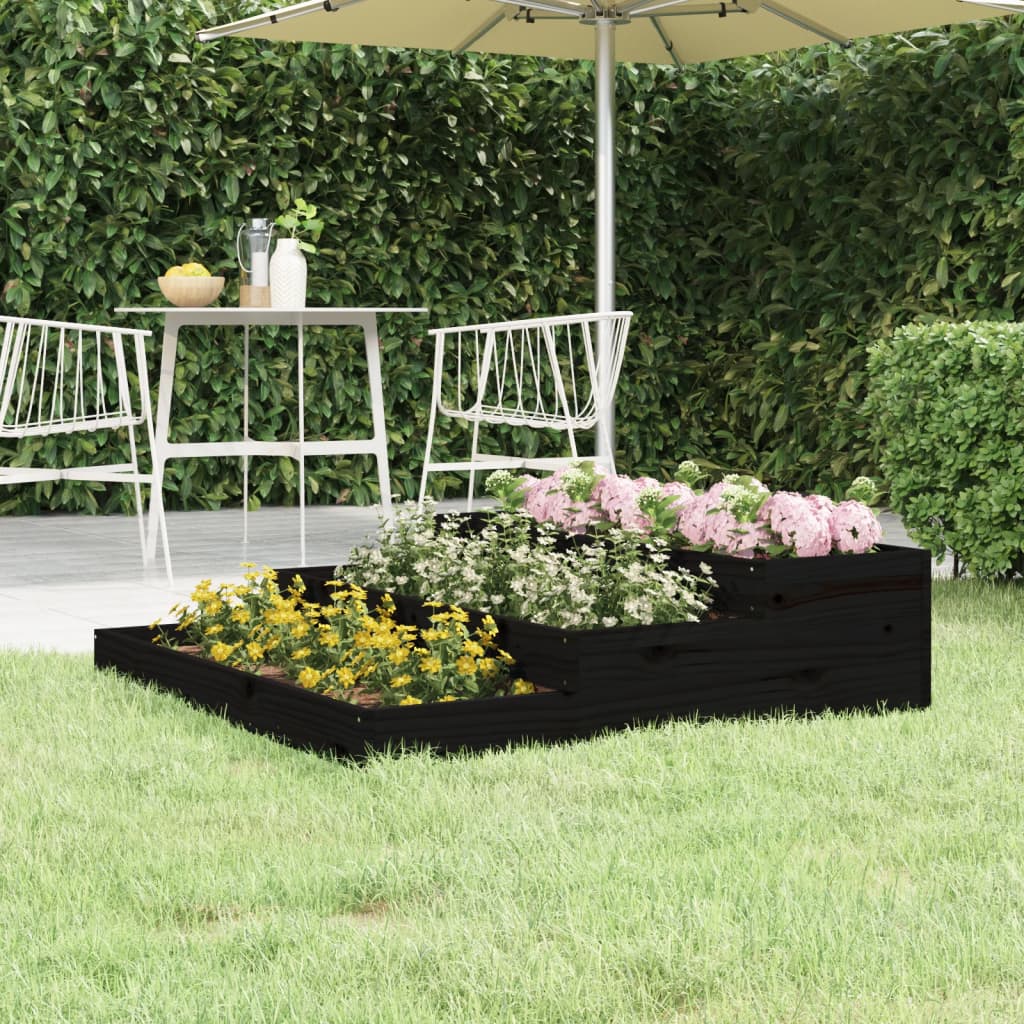 vidaXL Planter Black 107x107x27 cm Solid Wood Pine