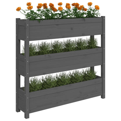 vidaXL Planter Grey 112x25x104.5 cm Solid Wood Pine