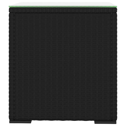 vidaXL Side Table Black 40x37x40.5 cm Poly Rattan and Tempered Glass
