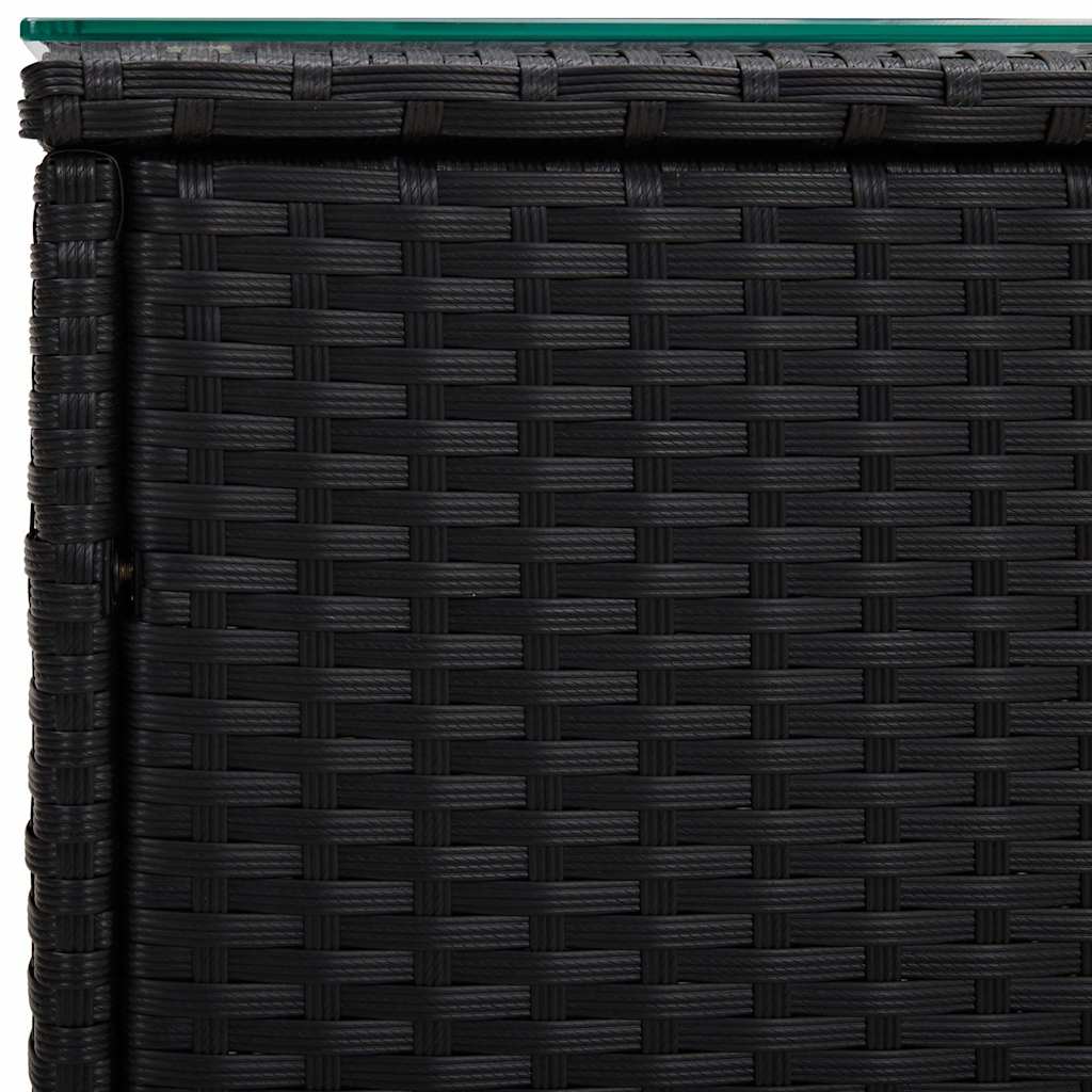 vidaXL Side Table Black 40x37x40.5 cm Poly Rattan and Tempered Glass
