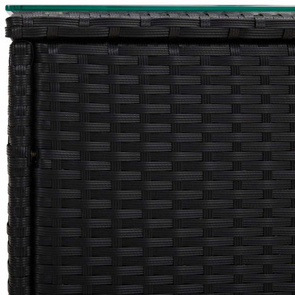 vidaXL Side Table Black 40x37x40.5 cm Poly Rattan and Tempered Glass
