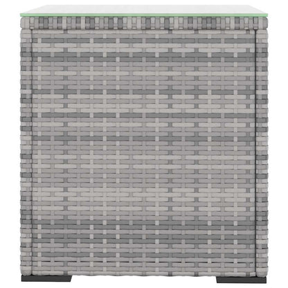 vidaXL Side Table Grey 40x37x40.5 cm Poly Rattan and Tempered Glass