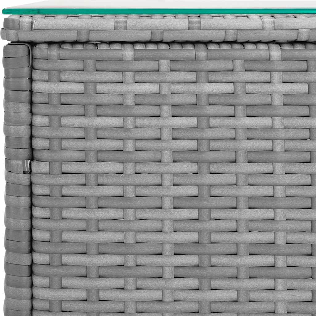 vidaXL Side Table Grey 40x37x40.5 cm Poly Rattan and Tempered Glass