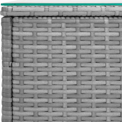 vidaXL Side Table Grey 40x37x40.5 cm Poly Rattan and Tempered Glass