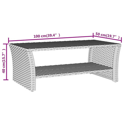 vidaXL Coffee Table | Black | PE rattan, powder-coated steel | 100x50x40 cm