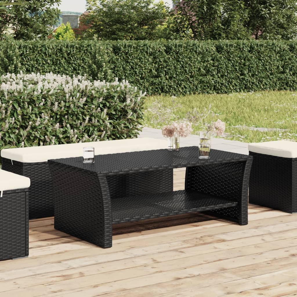 vidaXL Coffee Table | Black | PE rattan, powder-coated steel | 100x50x40 cm