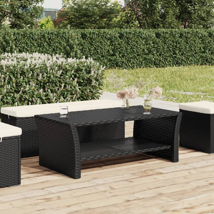vidaXL Coffee Table | Black | PE rattan, powder-coated steel | 100x50x40 cm