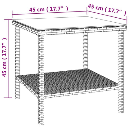 vidaXL Side Table | Black | PE rattan, tempered glass, powder-coated steel