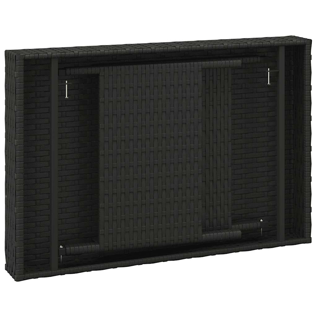 vidaXL Foldable Side Table Black 60x40x38 cm Poly Rattan