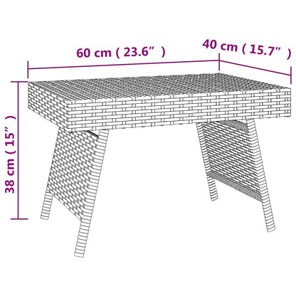 vidaXL Foldable Side Table Black 60x40x38 cm Poly Rattan