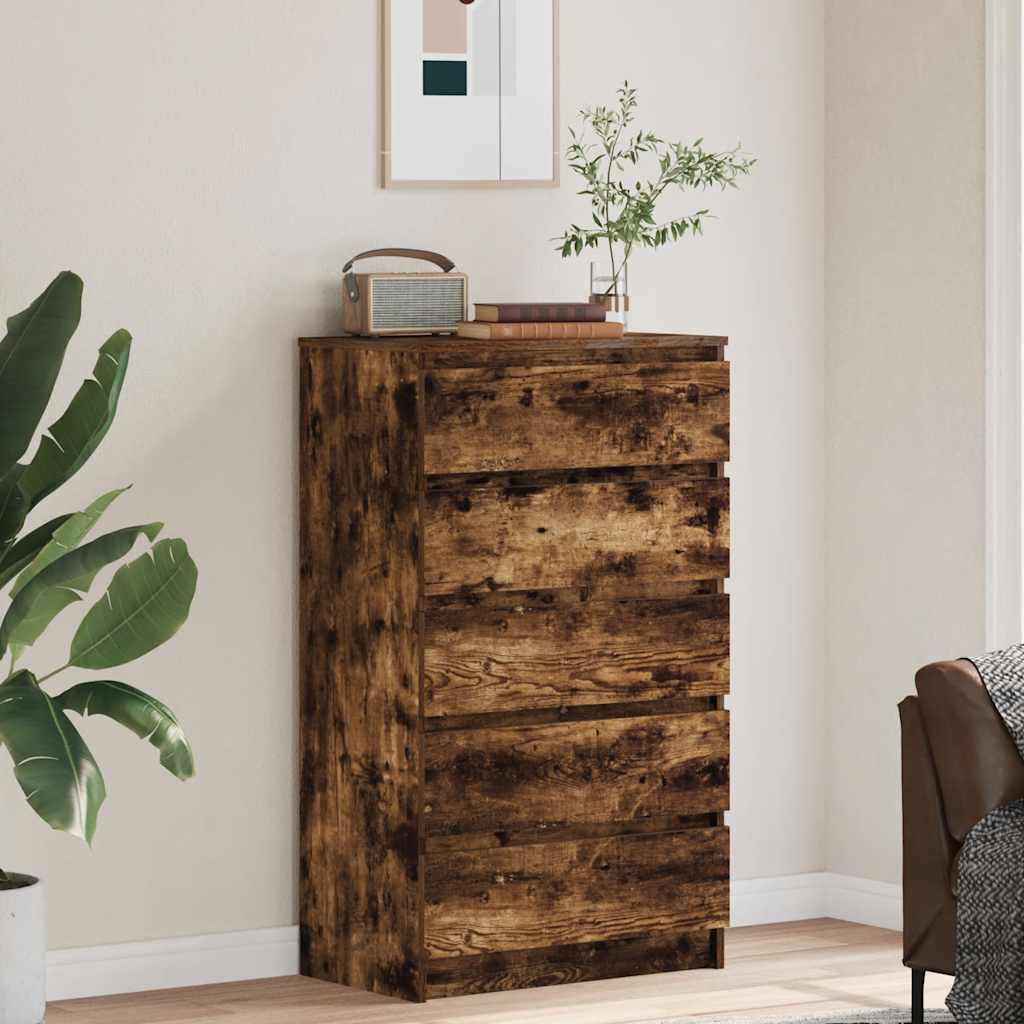 vidaXL Drawer Cabinet Smoked Oak 60x36x103 cm Engineered Wood