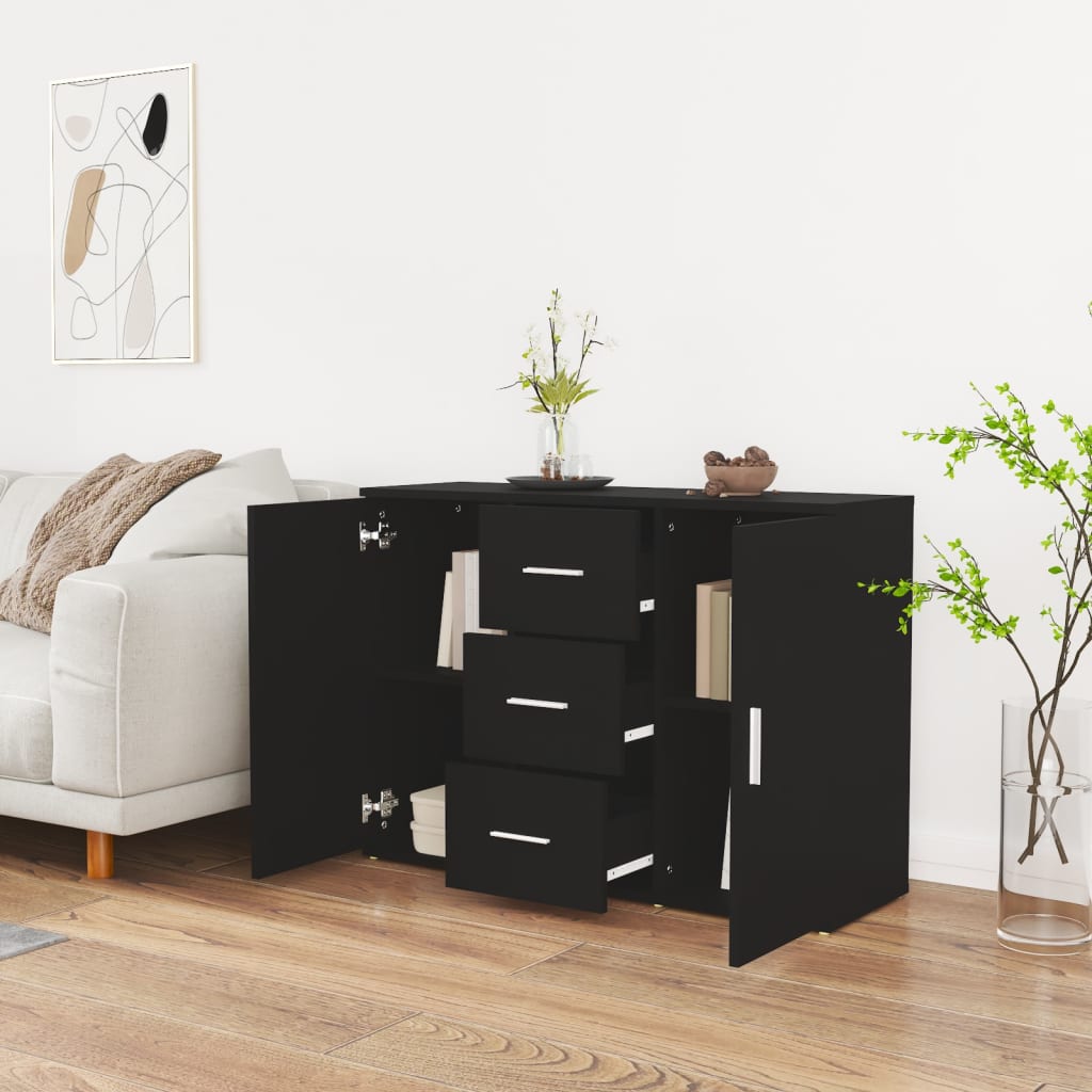 vidaXL Sideboard Black 91x29.5x65 cm Engineered Wood