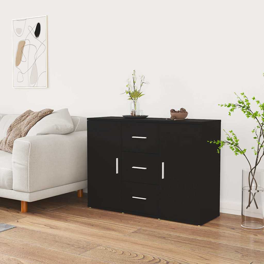 vidaXL Sideboard Black 91x29,5x65 cm Engineered Wood
