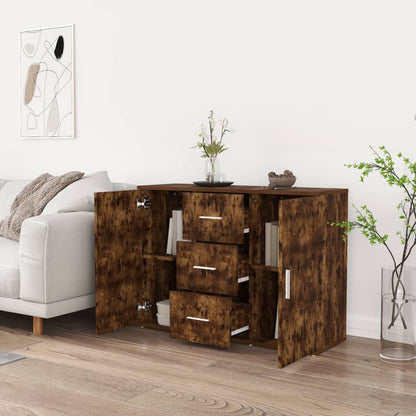 vidaXL Sideboard Smoked Oak 91x29.5x65 cm Engineered Wood