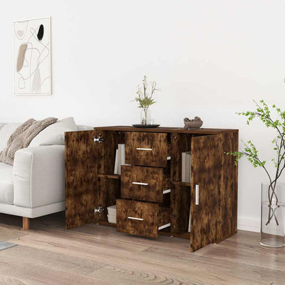 vidaXL Sideboard Smoked Oak 91x29,5x65 cm Engineered Wood