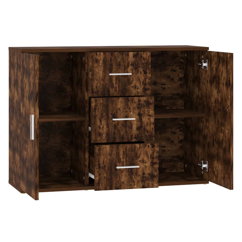 vidaXL Sideboard Smoked Oak 91x29.5x65 cm Engineered Wood
