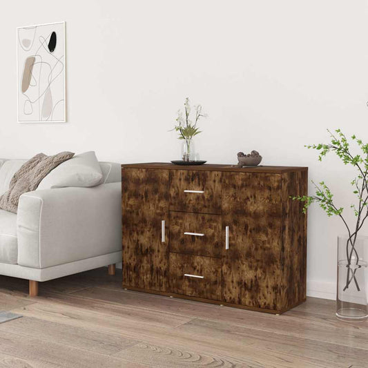 vidaXL Sideboard Smoked Oak 91x29,5x65 cm Engineered Wood