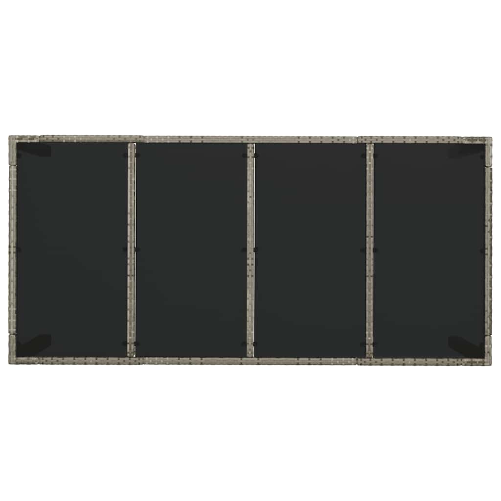 vidaXL Garden Table with Glass Top Grey 190x90x75 cm Poly Rattan