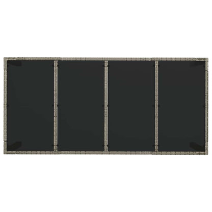 vidaXL Garden Table with Glass Top Grey 190x90x75 cm Poly Rattan