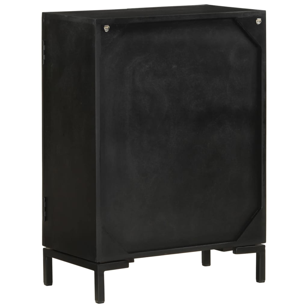 vidaXL Sideboard Black 55x30x77 cm Solid Wood Mango and Iron