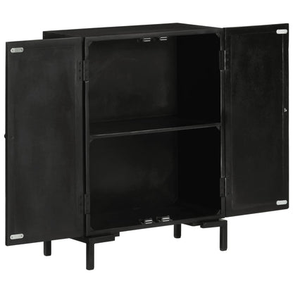 vidaXL Sideboard Black 55x30x77 cm Solid Wood Mango and Iron