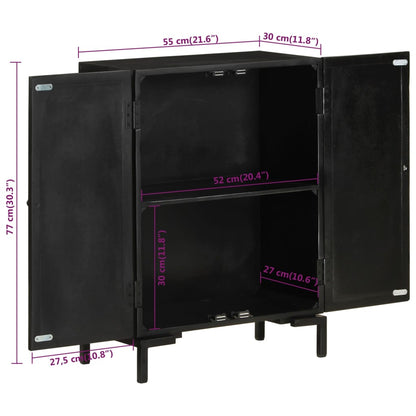 vidaXL Sideboard Black 55x30x77 cm Solid Wood Mango and Iron