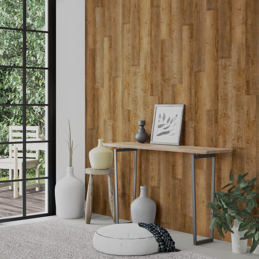 vidaXL Wall Panels Wood Look Brown PVC 2,06 m²
