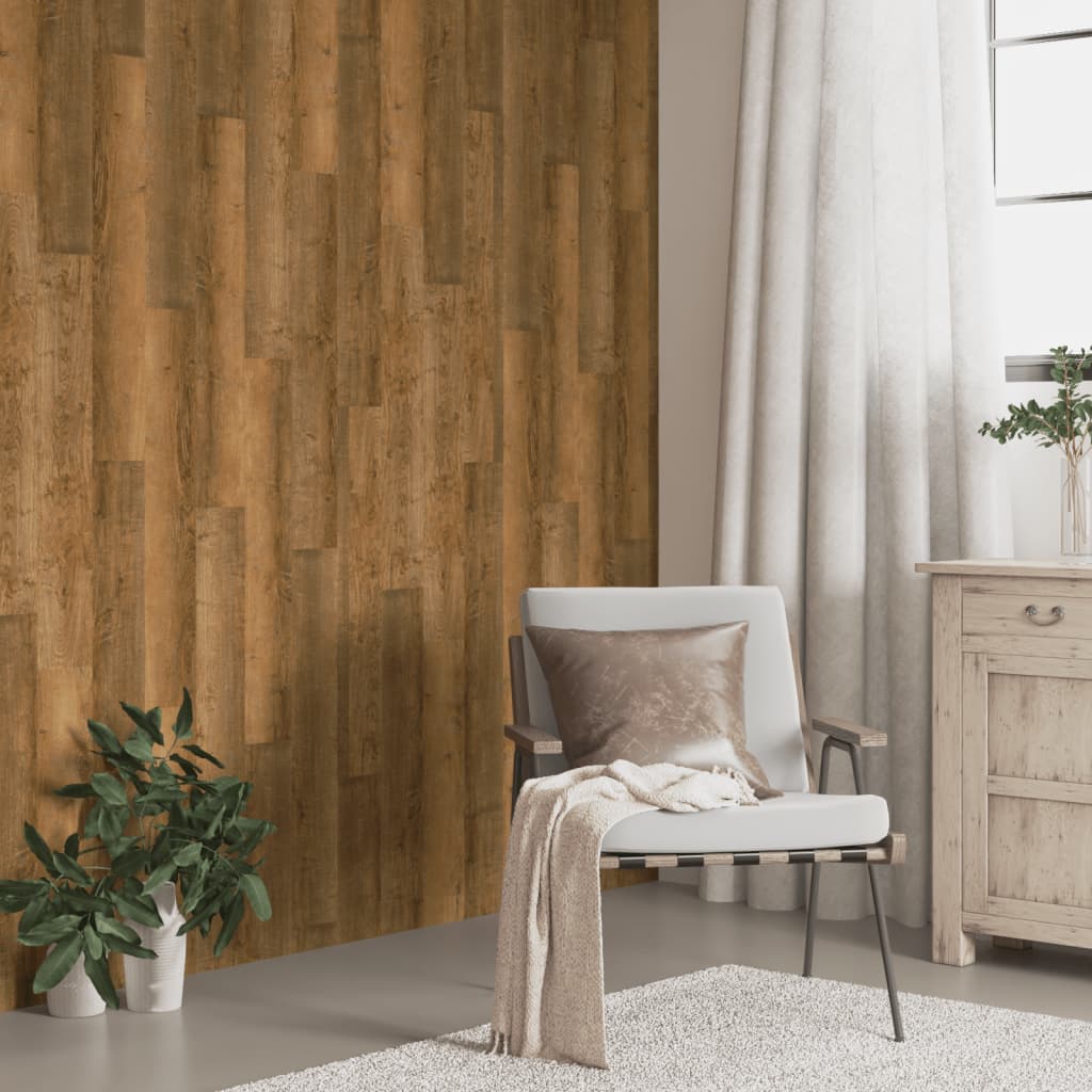 vidaXL Wall Panels Wood Look Brown PVC 2,06 m²